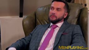 Classy businessmen seal the deal with cock in ass
