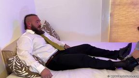 Bearded Riley Kneels And Licks Scott Holliday Bare Feet