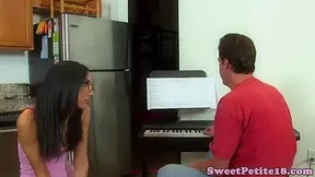 Tiny teen 18+ doggystyled by older piano teacher