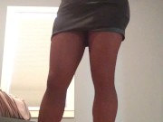 Miho's rubber snatch (female mask, fetish, crossdressing, trans, short dress, pantyhose, upskirt)