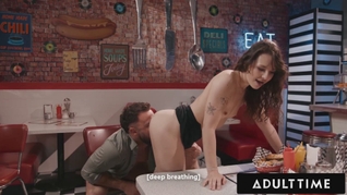 ADULT TIME - College Girl Liz Jordan Enjoys RISKY PUBLIC SUCK & FUCK With Older Date At Restaurant!