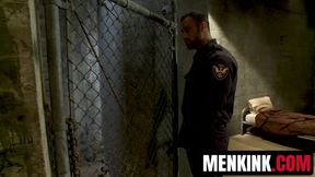 Officer Spencer Reed destroys exhausted jock inmate Jessie Colter