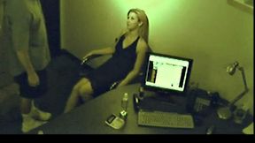 Foot fetish teen pleasures cock in office