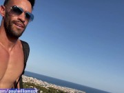 Aesthetic man does naked hiking and gets caught