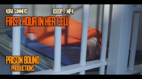 First Hour In Her Prison Cell : Kora Summers Locked Up in Her Prison Cell Shackled and Barefoot 1080p - MP4