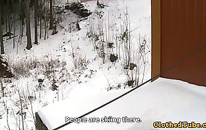 Amateur chick fucking in the snow