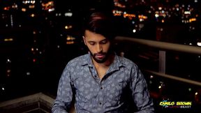 camilo brown fucking a condom out in the balcony until he cums inside of it