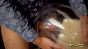 camilo brown fucking a condom out in the balcony until he cums inside of it
