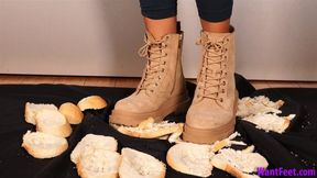 Bread Crush with Boots - Food Crushing - HD MP4