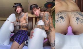 FTM Furry Shoves Polar Bear Plushie Down Twink's Boypussy