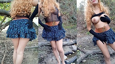 Joven latina de hermoso cuerpo y tetas perfectas en plena naturaleza