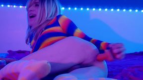 neon transgirl hard anal pounding