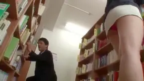Naughty Japanese Librarian Gives Hot Blowjob & Sex