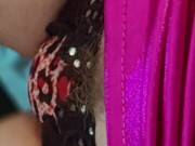 Sissy cuckold in dress, panties,gater and stocking
