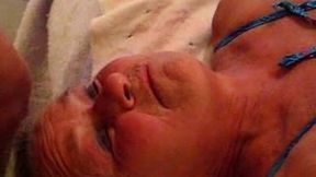 Coworker's nasty grandma loves when I cum on her face
