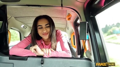 Young British college girl teases driver in car before intense encounter