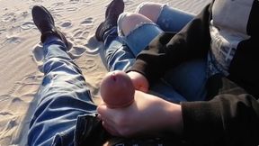 POV Handjob On The Beach