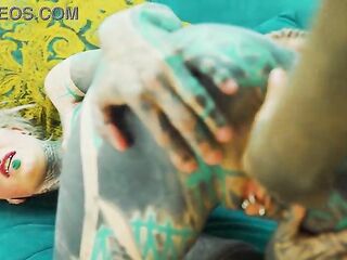 Tattooed Lesbo Toy Play Fingering and Cunt Licking