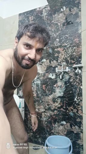 Rajasthani Desi man enjoy masterbation with shower and sucking