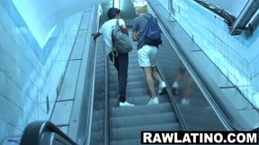 Young Latino shoots cum while riding bare dick