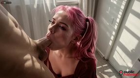 a pink-haired prostitute came to the call, i paid her and she started working.[ai]