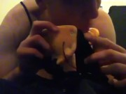 Sissy slaves first attempt at sucking a strapon