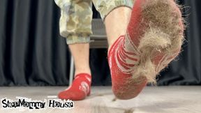 Red Dirty Stinky Men Socks Kit Kat - Smell Feet in Hair, Sweaty Soles, Smoke & Ignore, Highly Arched Male Feet, Foot Humiliation, Socks Sniff 4k