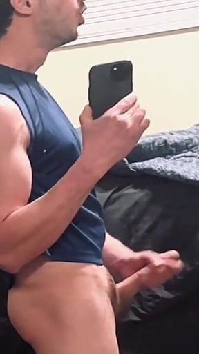 Hot Young Guy Masturbating His Big Cock in Dorm Room
