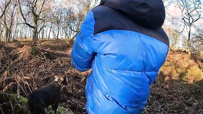 Mature guy pulls his dick out while hiking and jerks off