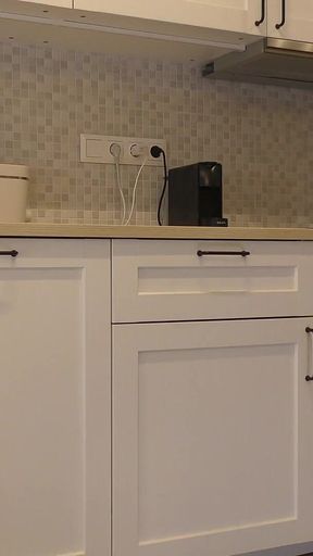 Sexy and Hot Long Legs Beauty in the Kitchen Takes off Her Underwear in a Transparent Lingerie with Seethrough Panties