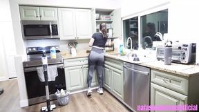 Hot MILF cleaning lady offers huge cock to her cheating husband's eye