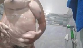 Curvy hairy Aunty having shower