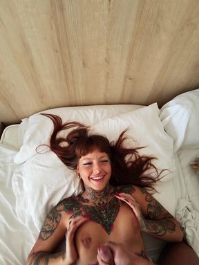 Tattooed Alt Girl Gets Covered in My Warm Cum Benidorm Spain