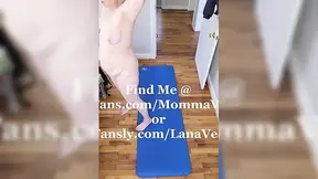 Hot older woman BBW shows off her thick natural boobs in naked yoga