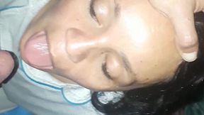 MILF Gags and Swallows Cum Load