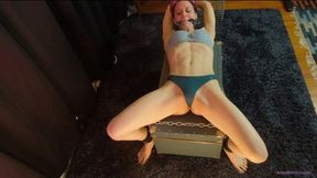Bound and Tensed Audrey's toned abs struggle in tight restraints wmv