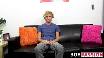 Twink interview leads to big cock solo masturbation and cumshot