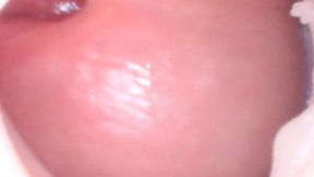 Camera deep inside pussy recorded a massive creampie