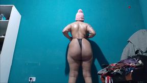 Hot brunette with a huge ass and dying to sit on a big dick.