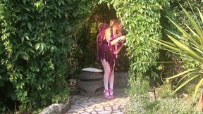 Cosplay double 3some outdoor with two sluts, one by one