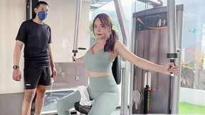 Cute Asian TS makes her trainer leaking