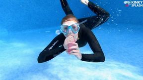 Wetsuit Underwater Dildo Blowjob – Neoprene Masked Suck Slut - AVI