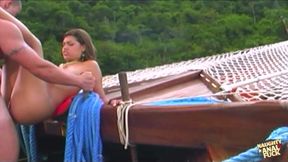 Latina Babe with Small Tits Interrupted by a Hung Dude Who Fucks Her Small Ass