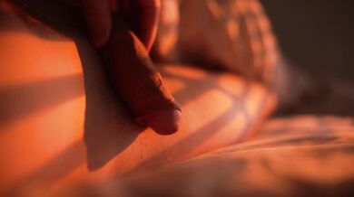Gentle sunrise strokes wake up with my uncut monster