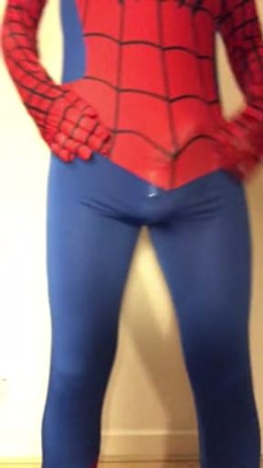 WANKING in my New SPIDER-MAN Outfit ** Rock HARD COCK &amp; Super HORNY **