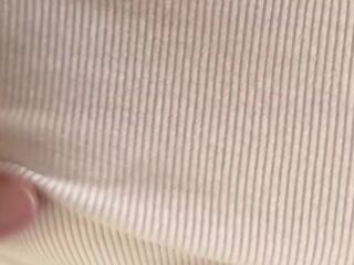 I suck him off in the laundry room and he cums on my tits