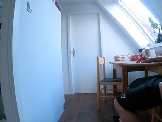 DICKFLASH in STUDENTS APARTMENT: a lascivious college cutie can't resist to finish me off