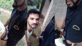 seguranca goza na boca do puto que ficou encarando