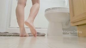 Using The Toilet With Feet Closeups