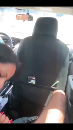Sucked Her Stepson While the Cuckold Was Driving
